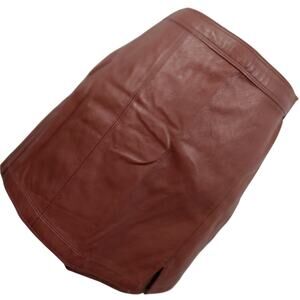 ABERCROMBIE & FITCH! PECAN BROWN VEGAN LEATHER FRONT 3" SLIT MINI SKIRT! SZ XS